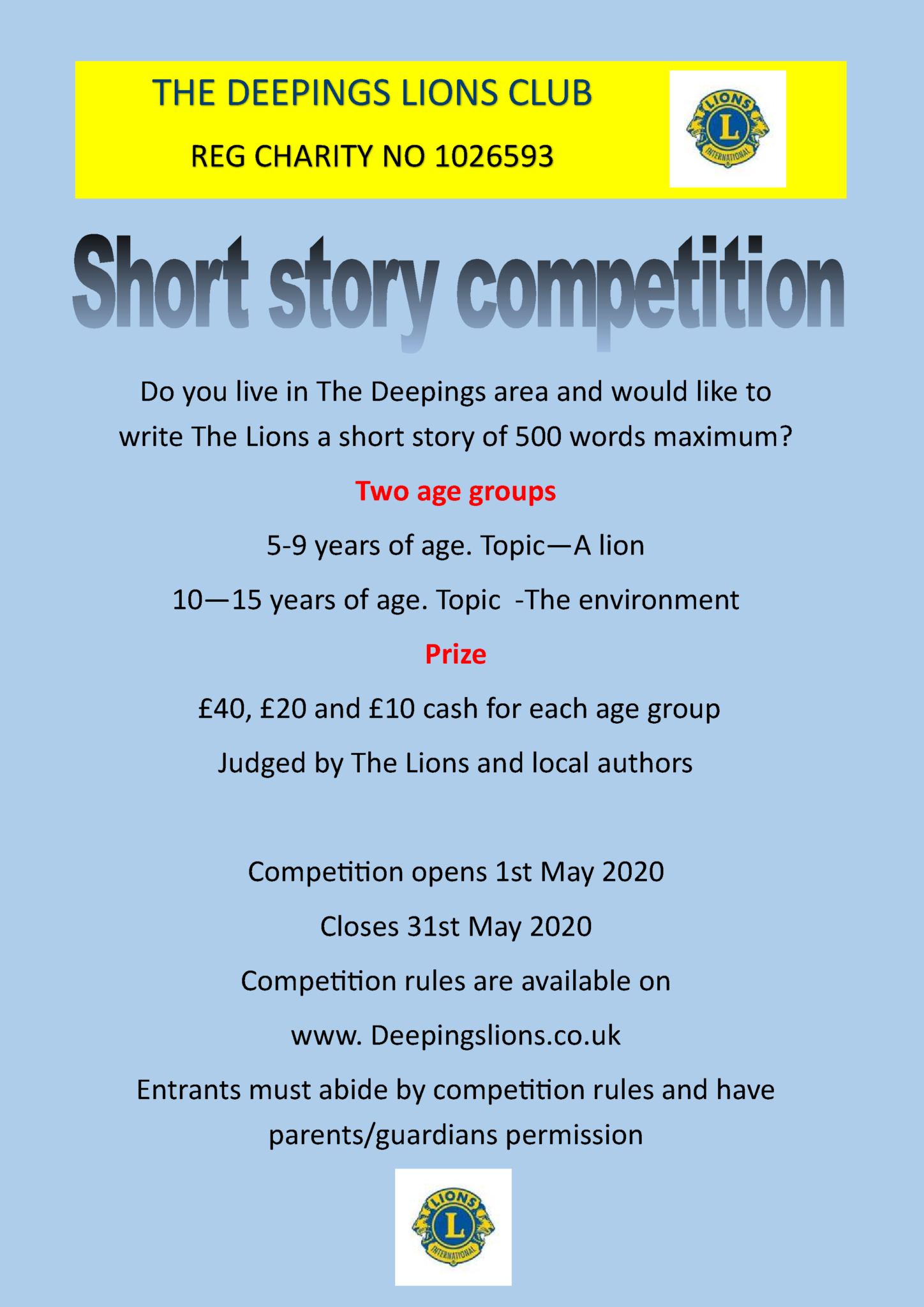 Short Story Competition 2020 The Deepings Lions Club